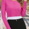 Cropped Cardigan Sweaters for Women 2025 Crew Neck Button Down Open Front Knit Bolero Shrugs