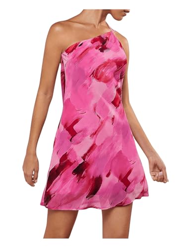 Women's Tie Dye One Shoulder Sleeveless Dress Draped Backless Mini Dresses