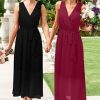 Womens 2025 Summer Wedding Guest Bridesmaid V Neck Sleeveless Long Formal Evening Party Maxi Dress