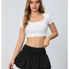 Women's High Waist Ruffle Hem Bubble Mini Skirt A Line Flared Cute Skirts Streetwear