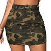 41ZAFAL6yPL.jpg Women's Camo Print High Waist Pocket Stretch Mini Bodycon Skirt