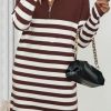41Zrk2gFM-L.jpg Women's Winter Sweater Dress 2024 Striped Long Sleeve Lapel Collar Chunky Knit Slouchy Oversized Sweaters