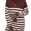41Zxag1rYL.jpg Women's Winter Sweater Dress 2024 Striped Long Sleeve Lapel Collar Chunky Knit Slouchy Oversized Sweaters