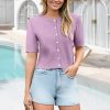 41a-7XGV5L.jpg Womens Cropped Cardigan Sweaters 2025 Summer Lightweight Short Sleeve Bolero Shrug Hollow Out Button Down Tops