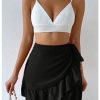 Women's High Waist Knot Front Ruffle Hem Wrap Skirt