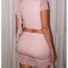 41byzmKaSRL.jpg Women's 2 Piece Sets Ruffle Ruched Top Bodycon Mini Skirt 2025 Going Out Party Cocktail Wedding Outfits