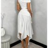 41d8JNYHSlL.jpg Women's 2 Piece Outfits Asymmetrical Neck Sleeveless Top and Split Thigh Ruffle Midi Skirt Set