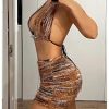 Women's Tie Dye Low Rise Mini Skirt Distressed Party Club Bodycon Skirts