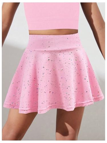 41g4uTxm9vL.jpg Toddler Girl's Glitter Flared Tennis Golf Skirt Athletic Butterfly Ruffle School Skirts with Pockets