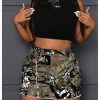 41i2aXTX0dL.jpg Women's Plus Size Y2K Mini Denim Skirt High Waist Bodycon Cargo Skirts with Flap Pocket