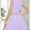 41iI0TAH9gL.jpg Girl's Workout Outfits Crisscross Crop Tank Top and Flare Skort Skirt Set