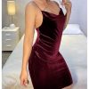 41iP2H5g22L.jpg Women's Cowl Neck Bodycon Cami Dress Spaghetti Strap Party Cocktail Midi Velvet Dress
