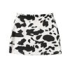 Girl's Cow Print Summer Split Hem High Waist Zipper Casual Short Skirt