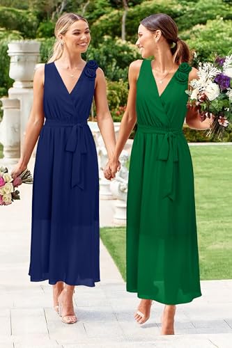 Womens 2025 Summer Wedding Guest Bridesmaid V Neck Sleeveless Long Formal Evening Party Maxi Dress