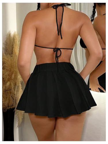 41izVgGkQmL.jpg Women's V-Shaped Waist Low Waisted Skirts Pleated A Line Mini Skirt