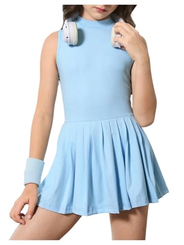 41k7fpgepTL.jpg Girl's Tennis Dress Sleeveless Pleated Workout Athletic Golf Dresses with Shorts Pockets