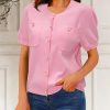 Womens Summer Cardigan Sweaters Lightweight Short Sleeve Button Down Shirts Ribbed Knit Blouse Tops 2024 Trendy