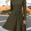 41kaj0LIfL.jpg Women's Long Sleeve Fall Teacher Dresses 2025 Work Casual Knit Pockets Winter Sweater Dress Trendy