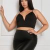 Women's Plus Size High Waist Ruched Pu Leather Stretch Bodycon Skirt