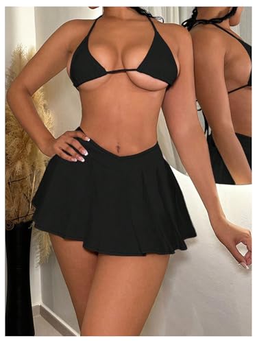 41kx0z7TPbL.jpg Women's V-Shaped Waist Low Waisted Skirts Pleated A Line Mini Skirt