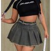 Women's Plus Size Pleated Mini Denim Skirt Y2k Frayed Hem A Line Skirt