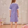 41nL6T3UwwL.jpg Girl's Pearls Trim Tweed Contrast Collar Button Front Short Sleeve Casual Dress