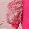 Girl's Ribbed Mesh Short Puff Sleeve Cute Birthday Party Pencil Mini Dress
