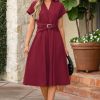 41oA99B9L.jpg Womens Wear to Work Teacher Business Casual Dress Funeral Midi Dresses Button Down Office Clothes with Pockets