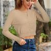 Cropped Cardigan Sweaters for Women 2025 Crew Neck Button Down Open Front Knit Bolero Shrugs