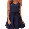 41omEmPZtYL.jpg Women's 2025 Summer Dress Spaghetti Strap Casual Boho Beach Vacation Outfits Drawstring Ruffle Hem Sundress Trendy