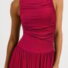 41pQG59Gl8L.jpg Women 2025 Summer Maxi Dresses Vacation Ruched Boat Neck Tank Flowy Elegant Party Long Formal Dress Pockets