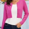 Cropped Cardigan Sweaters for Women 2025 Crew Neck Button Down Open Front Knit Bolero Shrugs