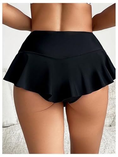 Women's Ruffle Hem Mini Swim Skirt Summer Low Rise Bikini Bottom
