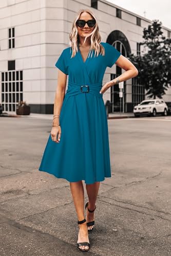 41rAEAh5rML.jpg Womens Wear to Work Teacher Business Casual Dress Funeral Midi Dresses Button Down Office Clothes with Pockets