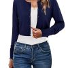 Cropped Cardigan Sweaters for Women 2025 Crew Neck Button Down Open Front Knit Bolero Shrugs