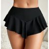 Women's Ruffle Hem Mini Swim Skirt Summer Low Rise Bikini Bottom