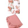 41synno2-dL.jpg Girl's 2 Piece Floral Print Tank & Skirt Set Ruffle Sleeve Tanks and Wrap Front Skirts Summer Outfits
