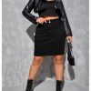 Women's Plus Size Stretchy Bodycon Denim Cargo Skirt High Waisted Short Jean Skirts
