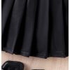 41tju8u2oLL.jpg Toddler Girl's 2 Piece Outfits Button Collar Tank Top Pleated Pu Leather Aline Skirt Set