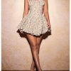Women's Floral Print A Line Mini Dresses Bow Smocked Ruffle Hem Cami Dress