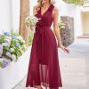 Womens 2025 Summer Wedding Guest Bridesmaid V Neck Sleeveless Long Formal Evening Party Maxi Dress