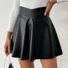 41uY9DriAuL.jpg Women's Faux PU Leather Skirt High Waisted A Line Skater Mini Skirts