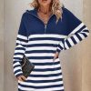 41vHqSXq25L.jpg Women's Winter Sweater Dress 2024 Striped Long Sleeve Lapel Collar Chunky Knit Slouchy Oversized Sweaters