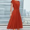 Womens 2025 Summer Drawstring Cap Sleeve Boat Neck Smocked Casual Vacation Outfits Vestidos Midi Dress