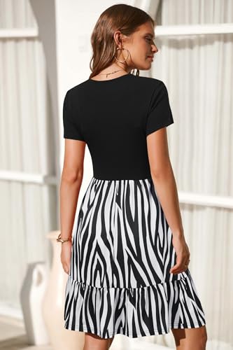 Women 2025 Summer Dress Square Neck Formal Short Sleeve Business Casual Outfits Ruffle Spring Pockets Sundress