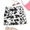 Girl's Cow Print Summer Split Hem High Waist Zipper Casual Short Skirt