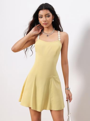 Women's Criss Cross Backless Sleeveless Mini Cami Dress Flared A Line Dresses