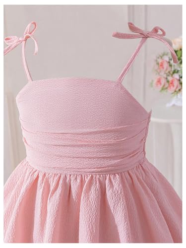 Toddler Girl's Bow Tie Shoulder Layered Ruffle Cami Dress Ruched Swing Short Dresses
