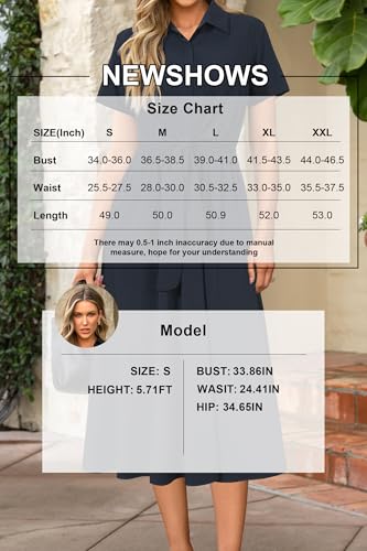 Womens Wear to Work Teacher Business Casual Outfits Long Dresses Tie Waist Shirt Dress Attire with Pockets