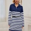 41xvtL77A2L.jpg Women's Winter Sweater Dress 2024 Striped Long Sleeve Lapel Collar Chunky Knit Slouchy Oversized Sweaters